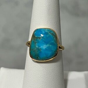 14k gold plated over 925 silver Mohave turquoise ring size 10